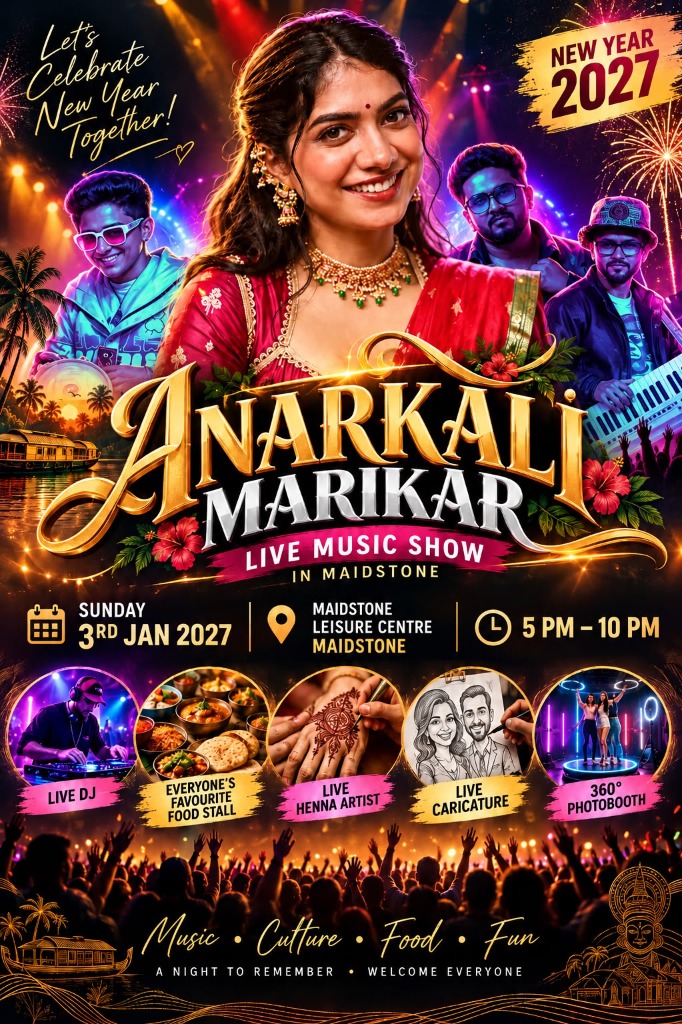 Anarkali Marikar Live Music Show in Maidstone Poster